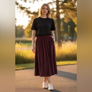 Vintage Talbots Plum Cotton Skirt Size 10 Made in Japan